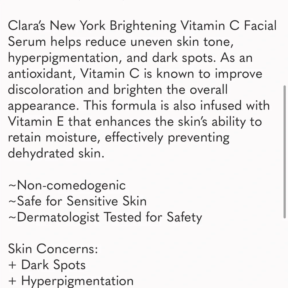 Clara’s New York Brightening Vitamin C Facial Serum NEW! FULL SIZE!
